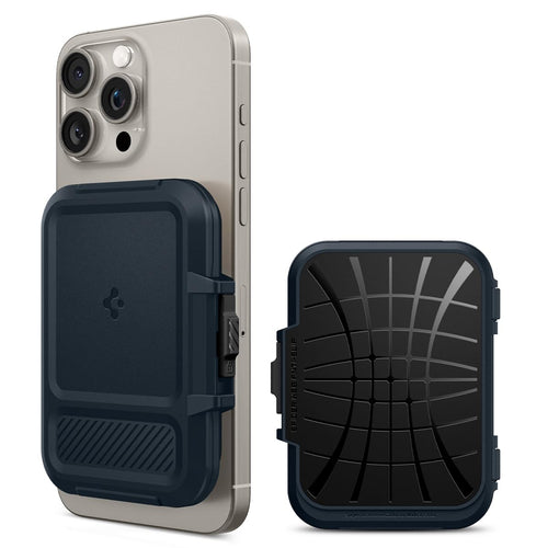 Spigen Lock Fit (MagFit) Portatarjetas Magnético para hasta 6 Tarjetas Diseñado para MagSafe Compatible con iPhone 16, iPhone 15, iPhone 14, iPhone 13, iPhone 12 Modelos - Pizarra Metálica