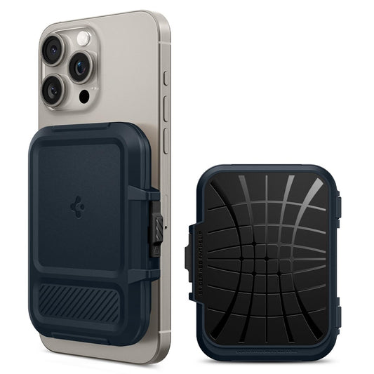 Spigen Lock Fit (MagFit) Portatarjetas Magnético para hasta 6 Tarjetas Diseñado para MagSafe Compatible con iPhone 16, iPhone 15, iPhone 14, iPhone 13, iPhone 12 Modelos - Pizarra Metálica