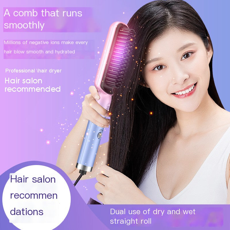Electric Hair Straightening and Curling Brush Tool
